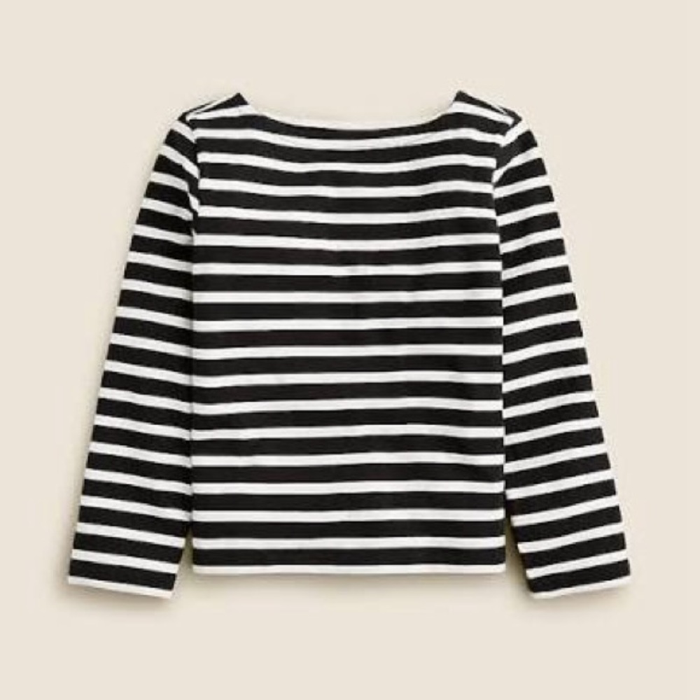 J. Crew cropped boatneck T shirt in mariner cotton